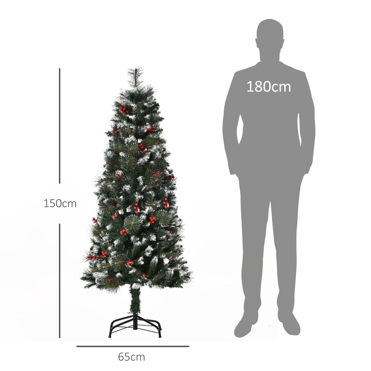 Árbol de Navidad Homcom con 38 bayas 360 ramas verde Ø65x150 cm