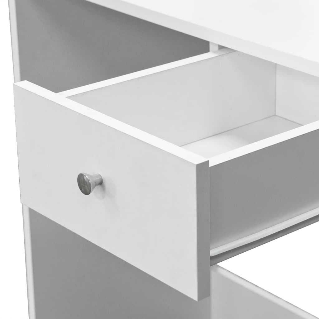 Tocador Vivian con espejo + cajón + 3 estantes blanco 141x75x40 cm