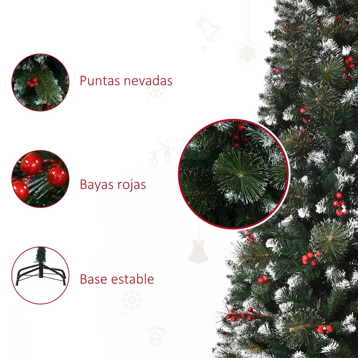 Árbol de Navidad Homcom con 38 bayas 360 ramas verde Ø65x150 cm