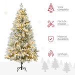 Árbol de Navidad Homcom 577 ramas 300 LEDs con efecto nevado verde/blanco Ø105x180 cm
