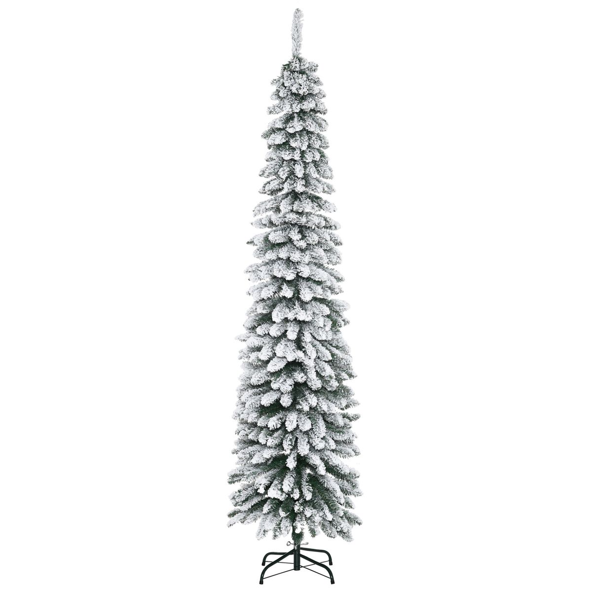 Árbol de Navidad Homcom 490 ramas diseño estrecho blanco/verde Ø54x210 cm