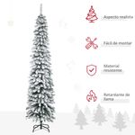Árbol de Navidad Homcom 490 ramas diseño estrecho blanco/verde Ø54x210 cm
