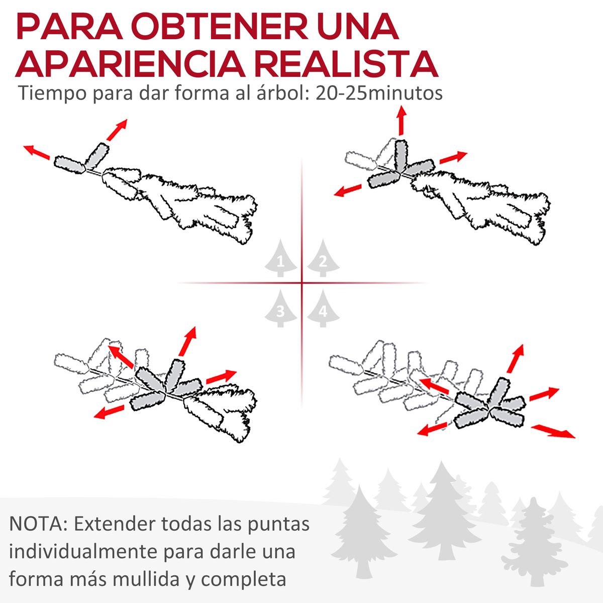 Árbol de Navidad Homcom 490 ramas diseño estrecho blanco/verde Ø54x210 cm