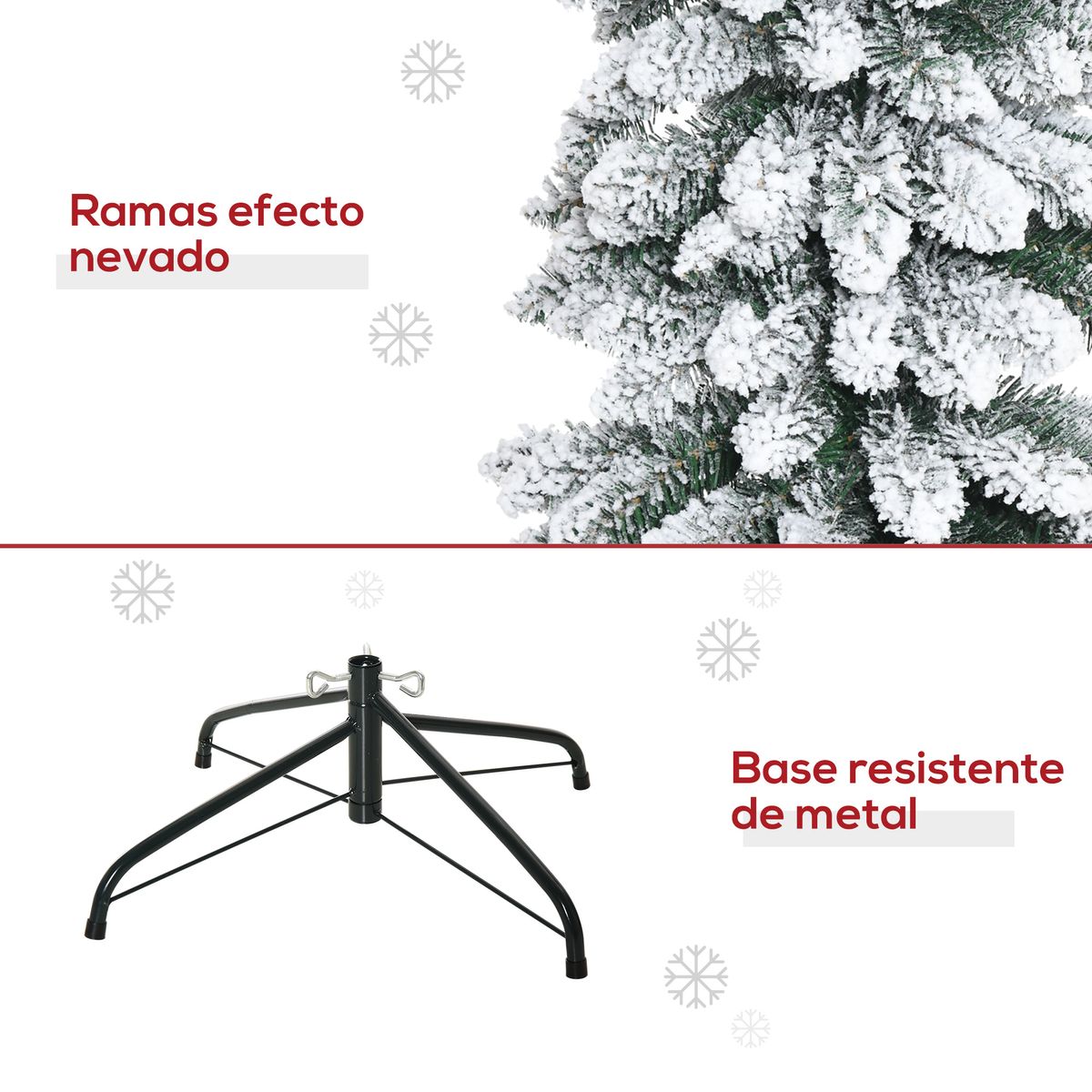 Árbol de Navidad Homcom 490 ramas diseño estrecho blanco/verde Ø54x210 cm