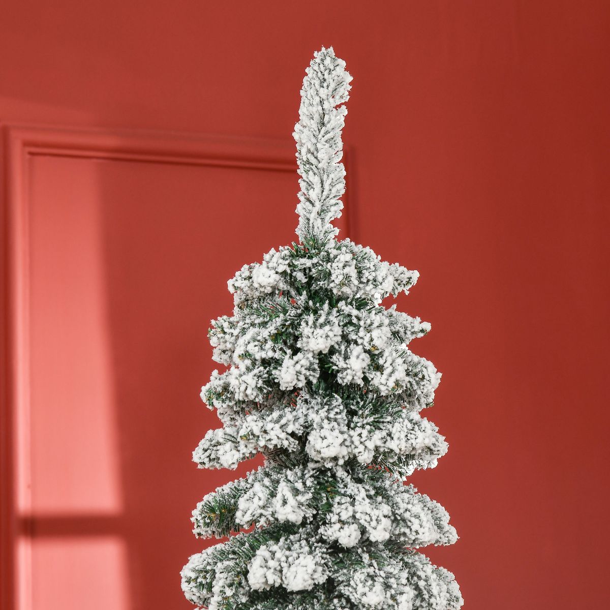 Árbol de Navidad Homcom 490 ramas diseño estrecho blanco/verde Ø54x210 cm