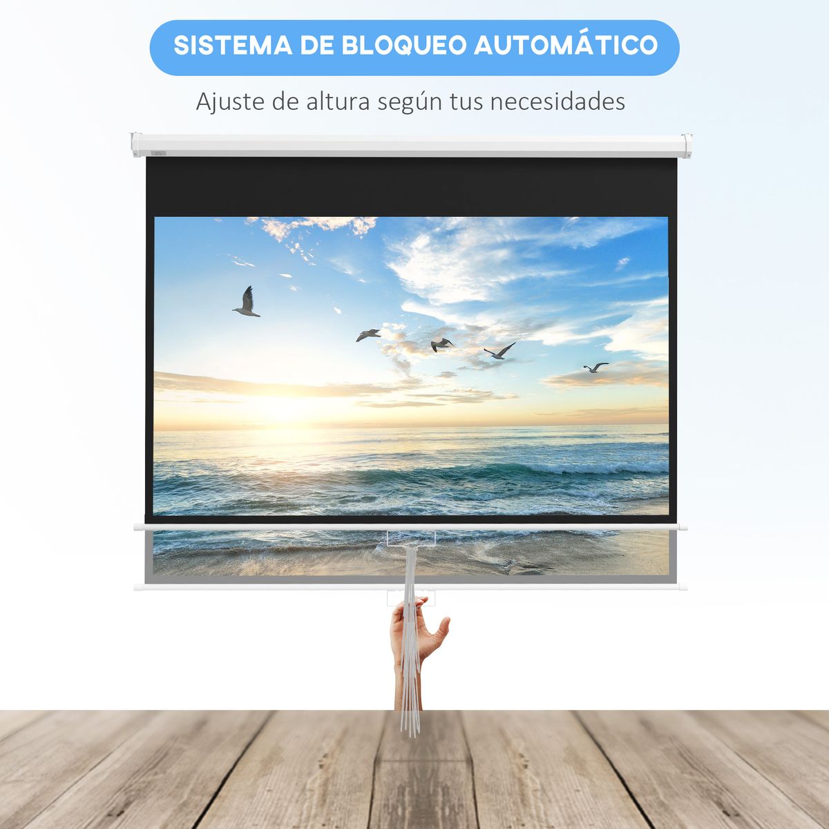 Pantalla de proyección Cinema Homcom 80'' altura ajustable blanco 150x187x8 cm