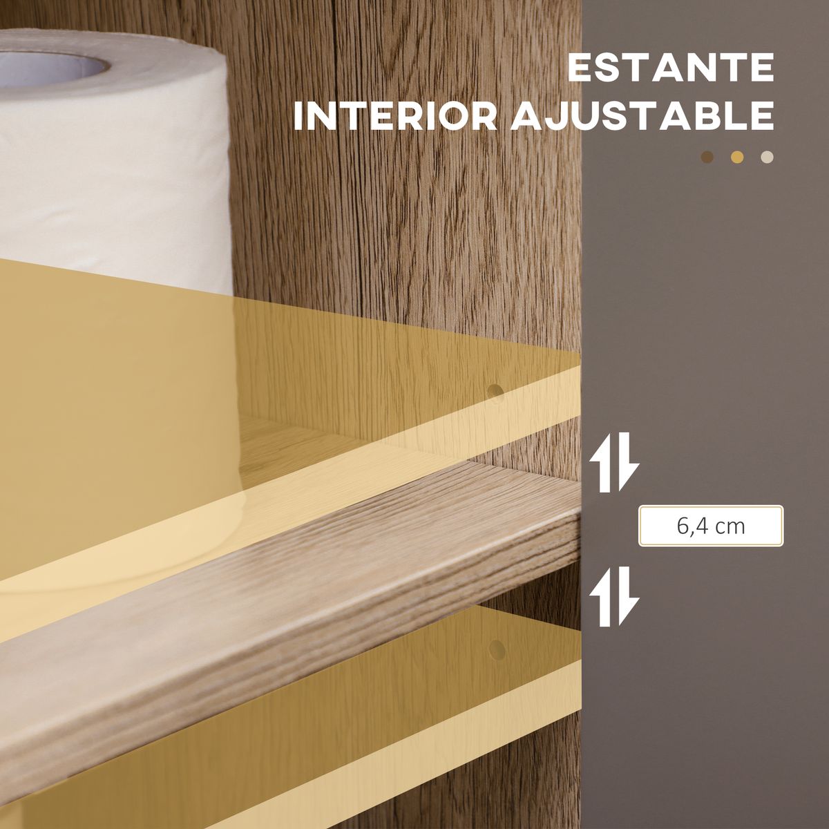 Mueble para lavabo Mole Homcom puerta doble roble/gris 59,8x60x30 cm