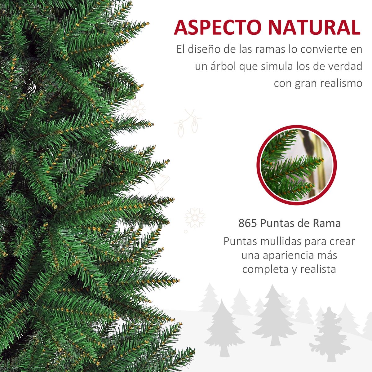 Árbol de Navidad Homcom 865 ramas con soporte verde Ø210 cm