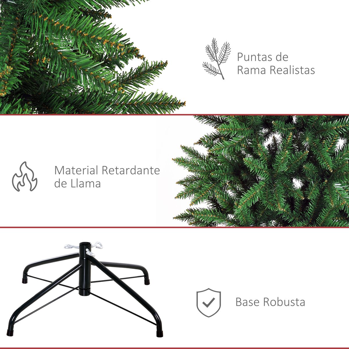 Árbol de Navidad Homcom 865 ramas con soporte verde Ø210 cm