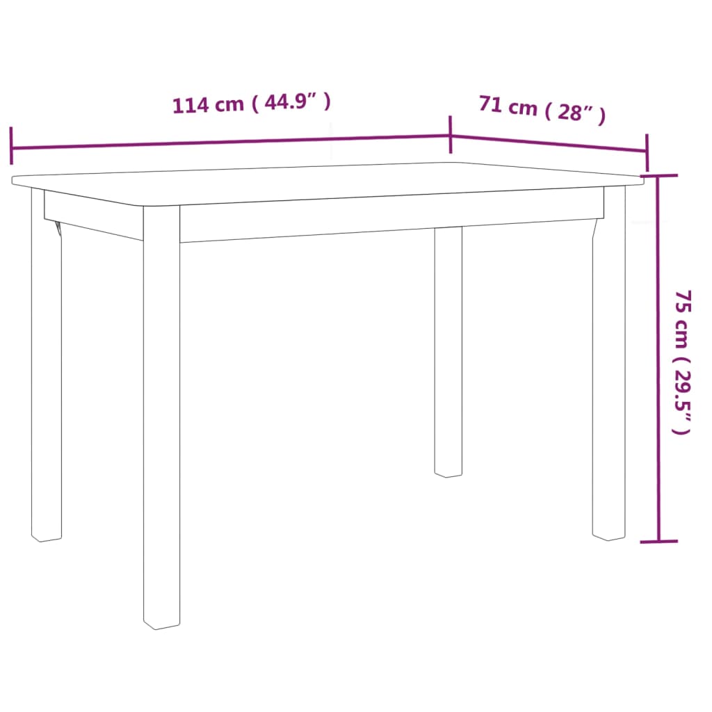 Mesa de comedor Noia rectangular madera de caucho blanco 75x114x71 cm