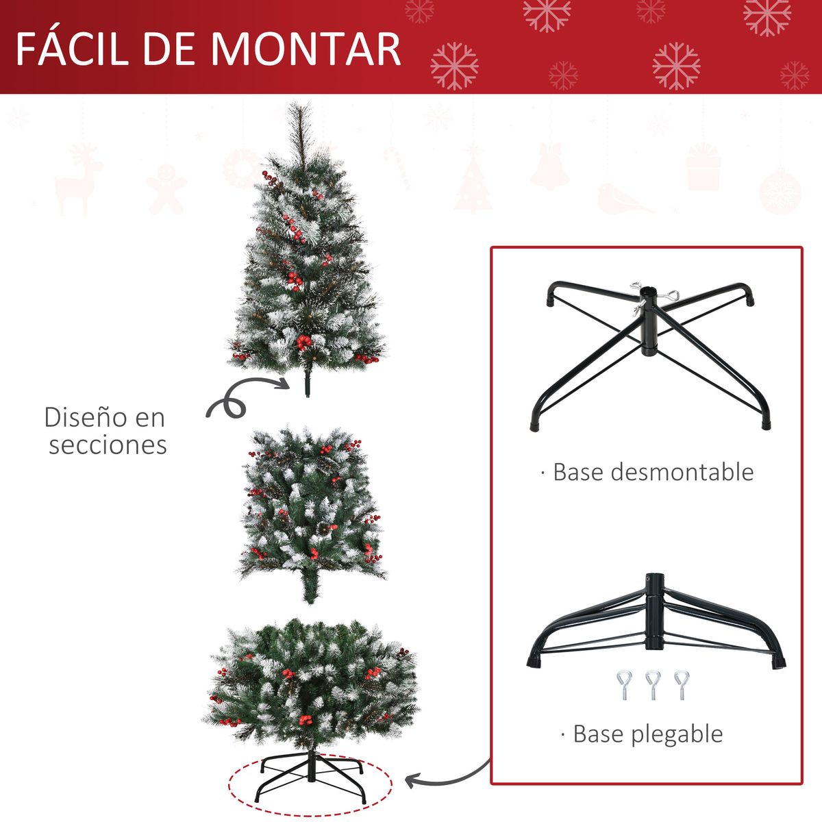 Árbol de Navidad Homcom con 51 bayas 539 ramas verde Ø70x180 cm