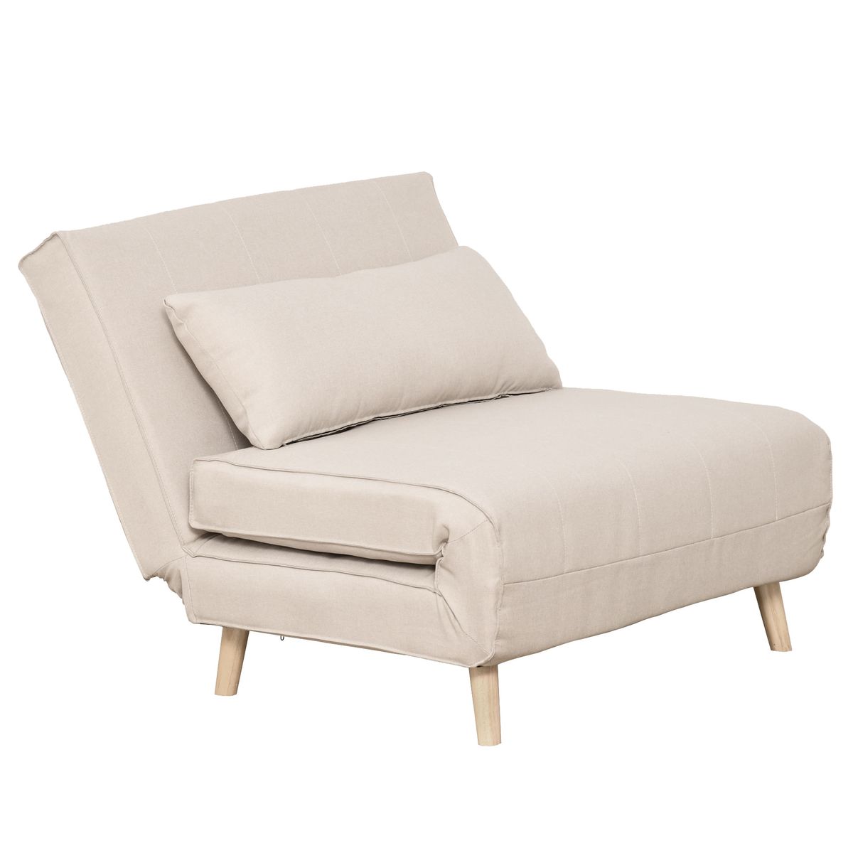 Sillón cama Derby Homcom respaldo ajustable beige 80x94x78 cm