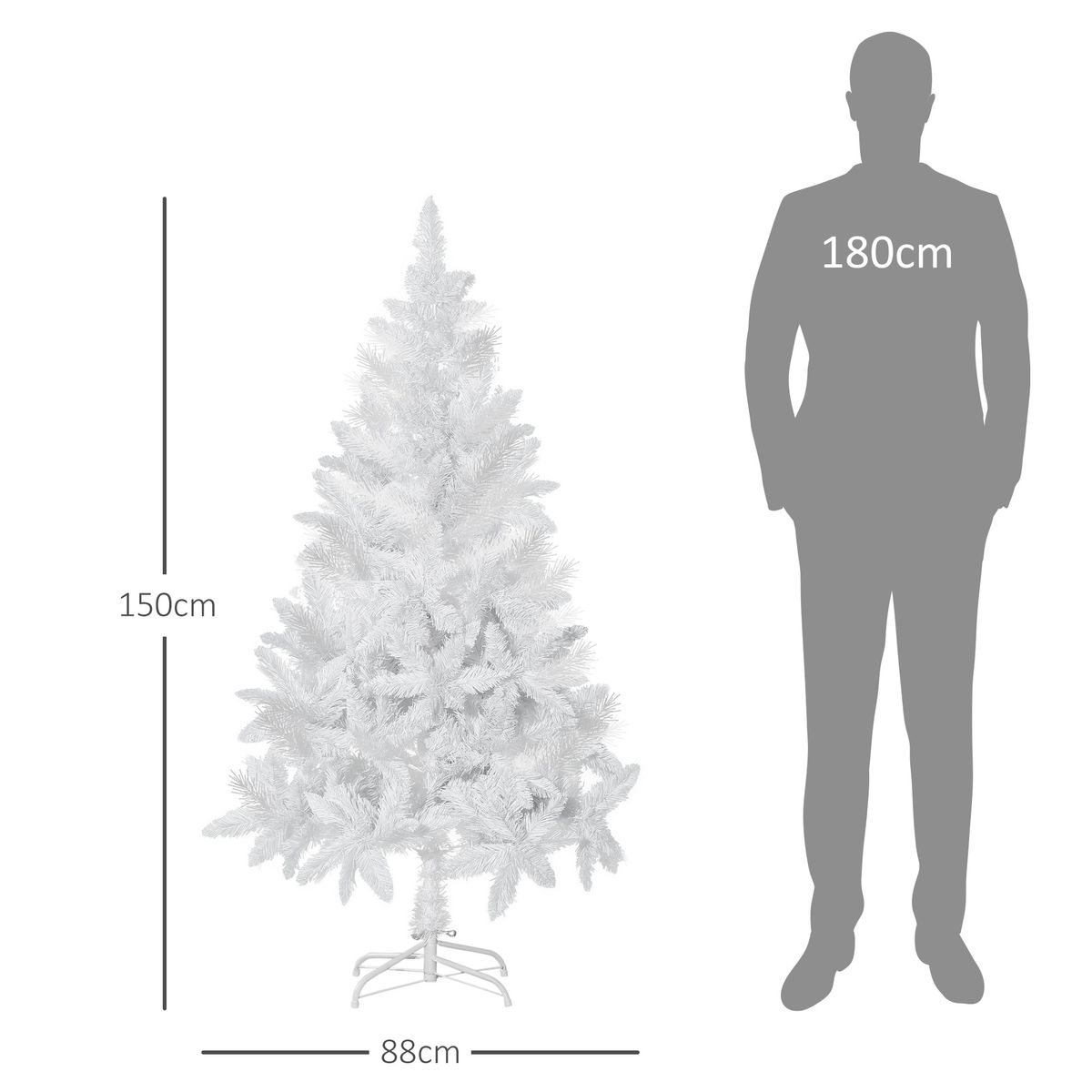 Árbol de Navidad Homcom 358 ramas blanco Ø88x150 cm