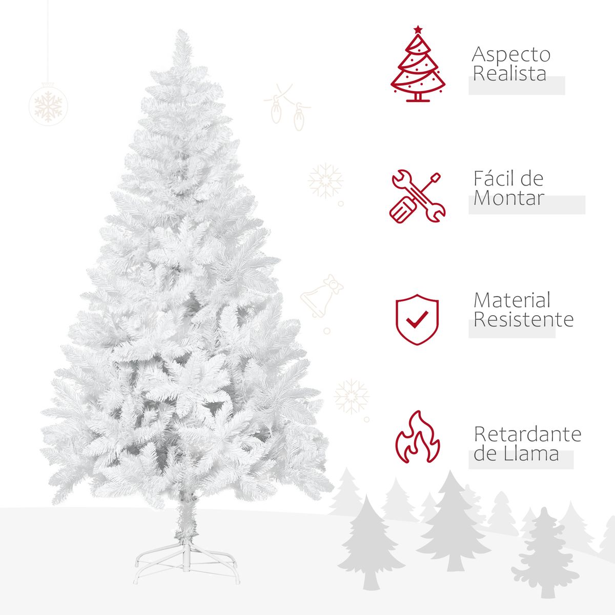 Árbol de Navidad Homcom 358 ramas blanco Ø88x150 cm