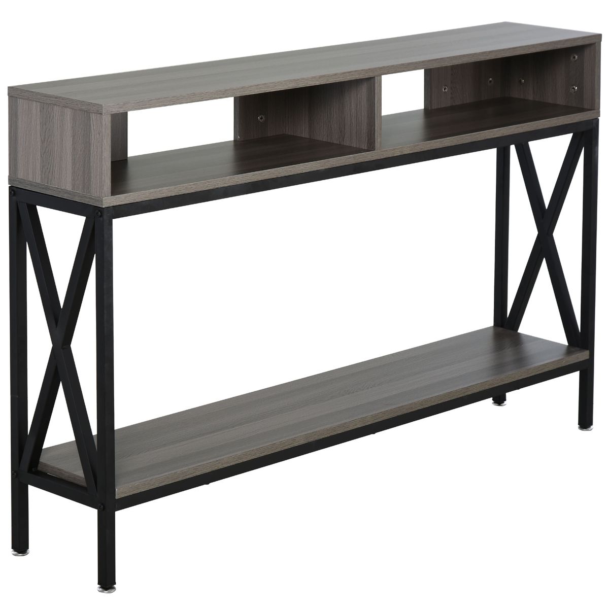 Mueble recibidor Porto Homcom 3 estantes gris/negro 75x120x23,5 cm