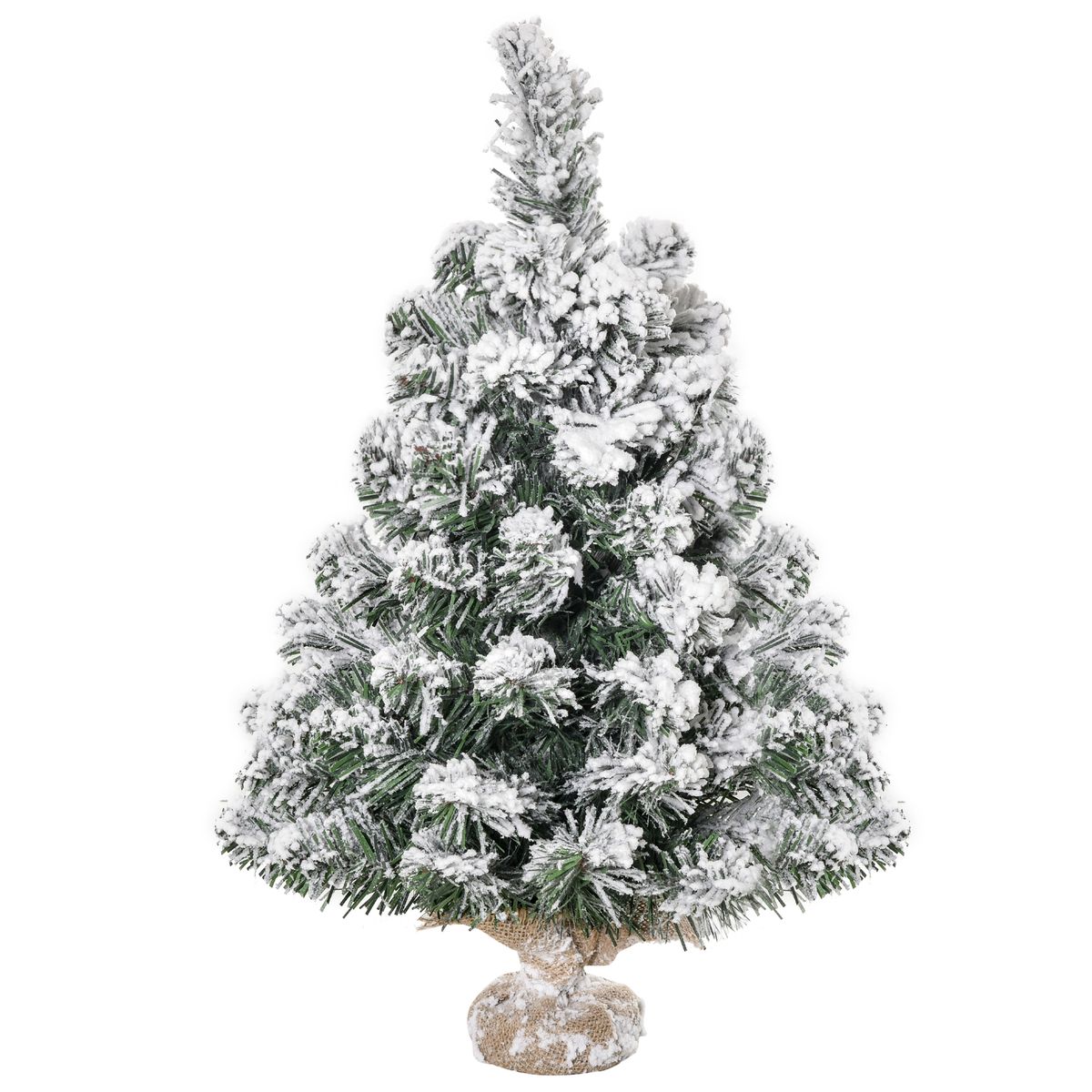 Árbol de Navidad Homcom 67 ramas efecto nieve verde/blanco Ø32x60 cm