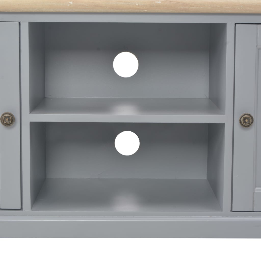 Mueble bajo de TV Cardiff 2 puertas + 2 estantes gris 40x120x30 cm
