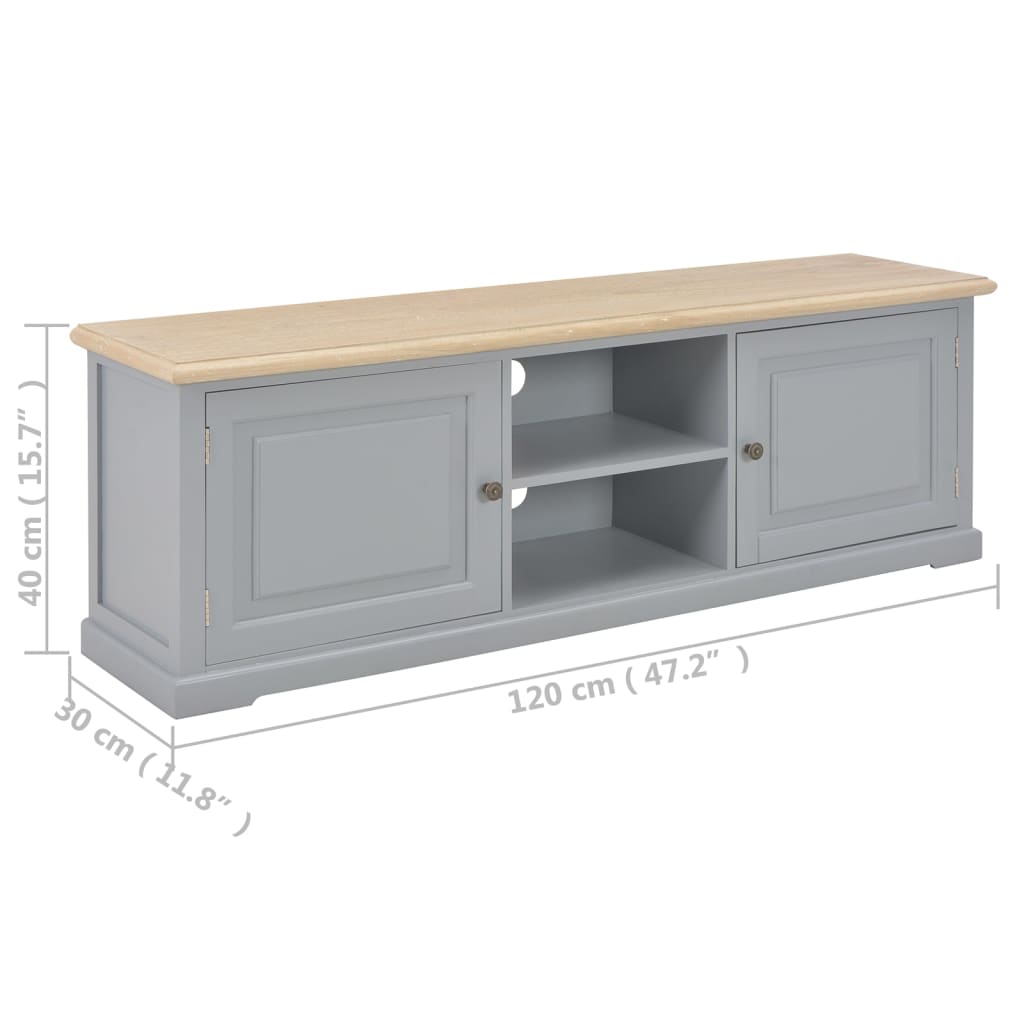 Mueble bajo de TV Cardiff 2 puertas + 2 estantes gris 40x120x30 cm