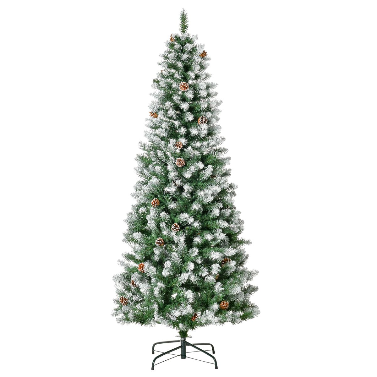 Árbol de Navidad Homcom 630 ramas con piñas verde/blanco Ø75x180 cm