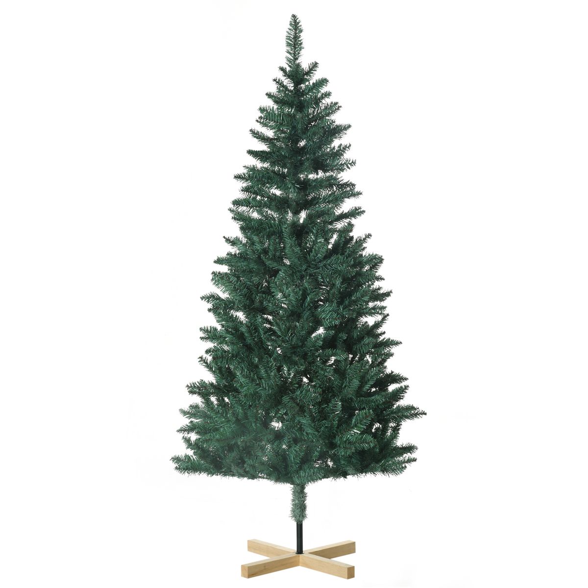 Árbol de Navidad 536 ramas con base de madera verde Ø90x180 cm fondo blanco
