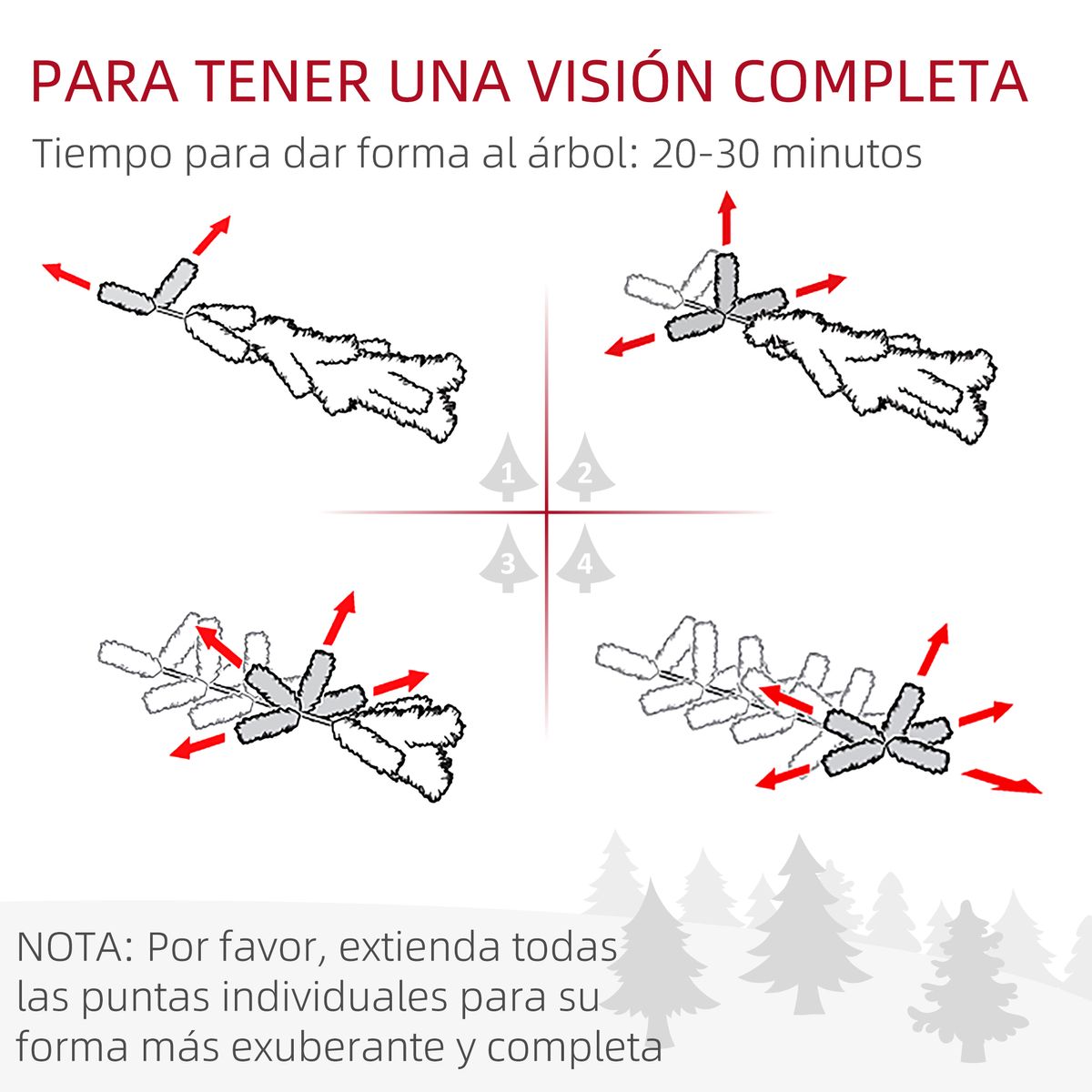 Árbol de Navidad 536 ramas con base de madera verde Ø90x180 cm instrucciones