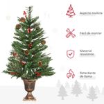 Pack de 2 árboles de Navidad Homcom con bayas y piñas verde Ø48x90 cm