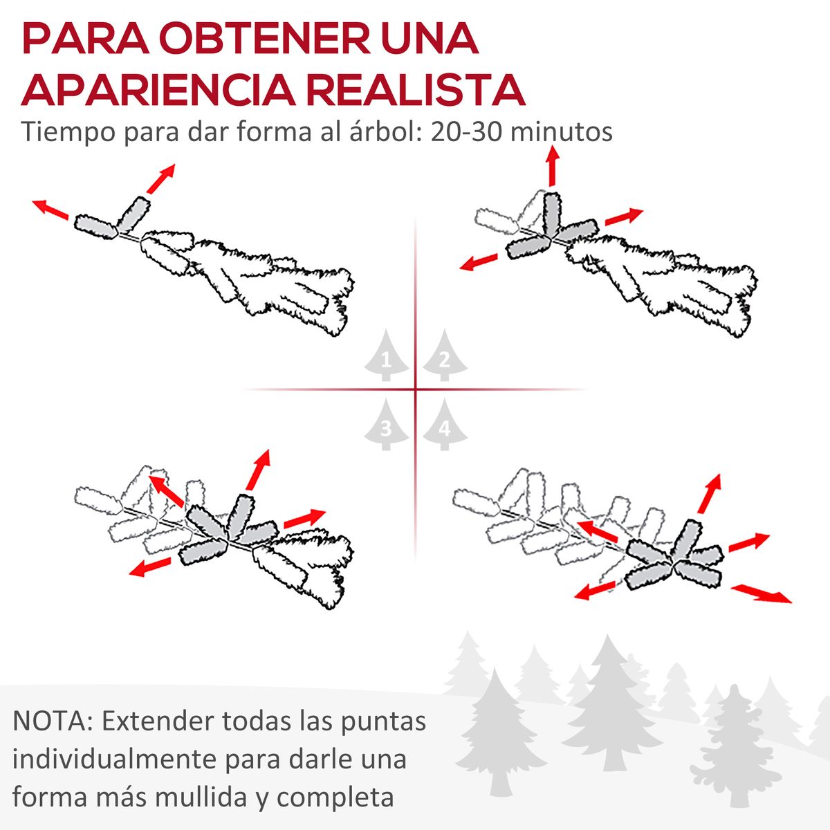 Pack de 2 árboles de Navidad Homcom con bayas y piñas verde Ø48x90 cm