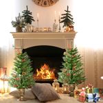 Pack de 2 árboles de Navidad Homcom con bayas y piñas verde Ø48x90 cm