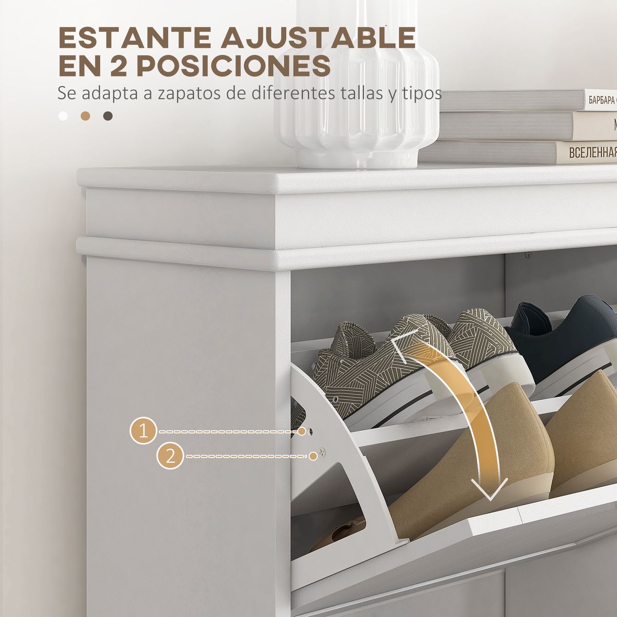 Zapatero Somer Homcom 2 puertas 10 pares blanco 82,5x54x24 cm