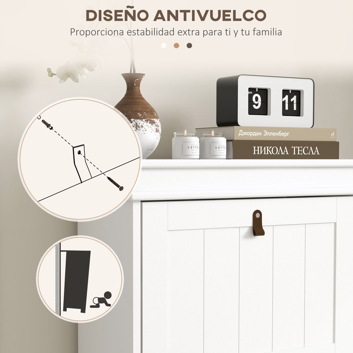 Zapatero Somer Homcom 2 puertas 10 pares blanco 82,5x54x24 cm