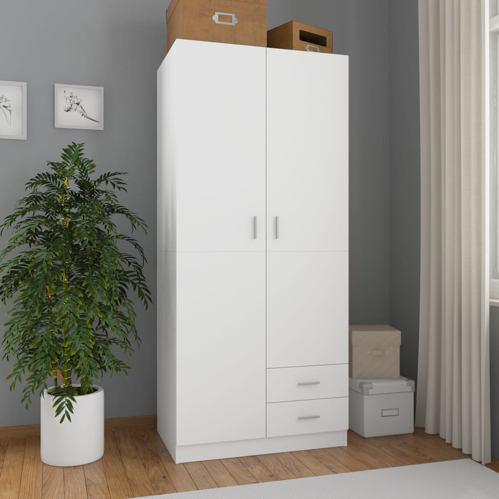 Armario Kei 2 puertas + 2 cajones blanco 180x80x52 cm