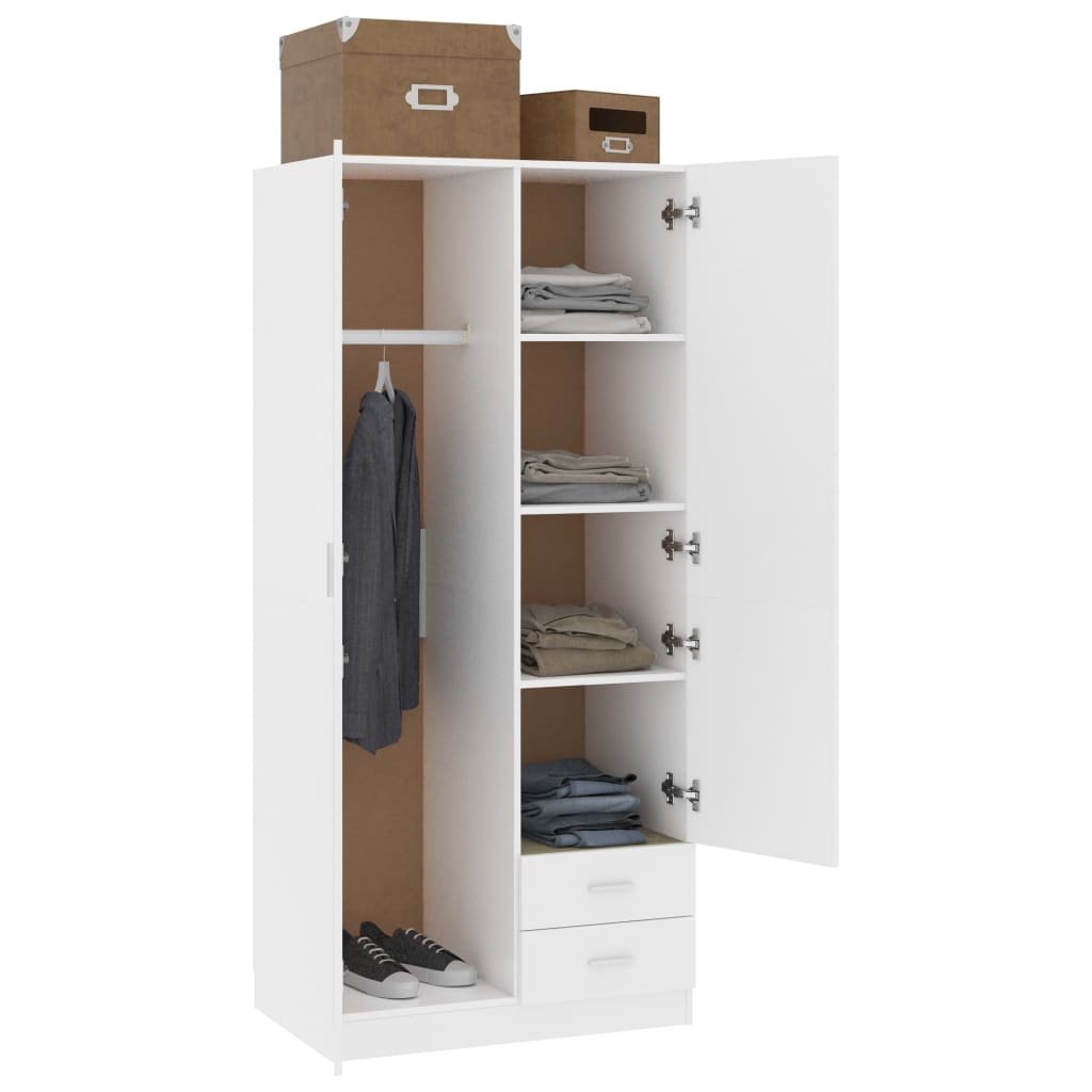 Armario Kei 2 puertas + 2 cajones blanco 180x80x52 cm