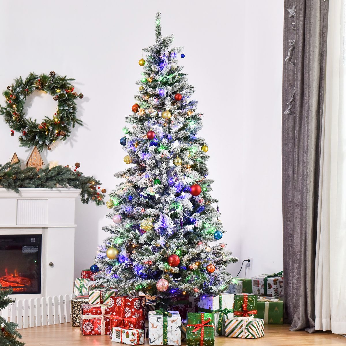 Árbol de Navidad Homcom 829 ramas 250 LEDs blanco Ø112x210 cm