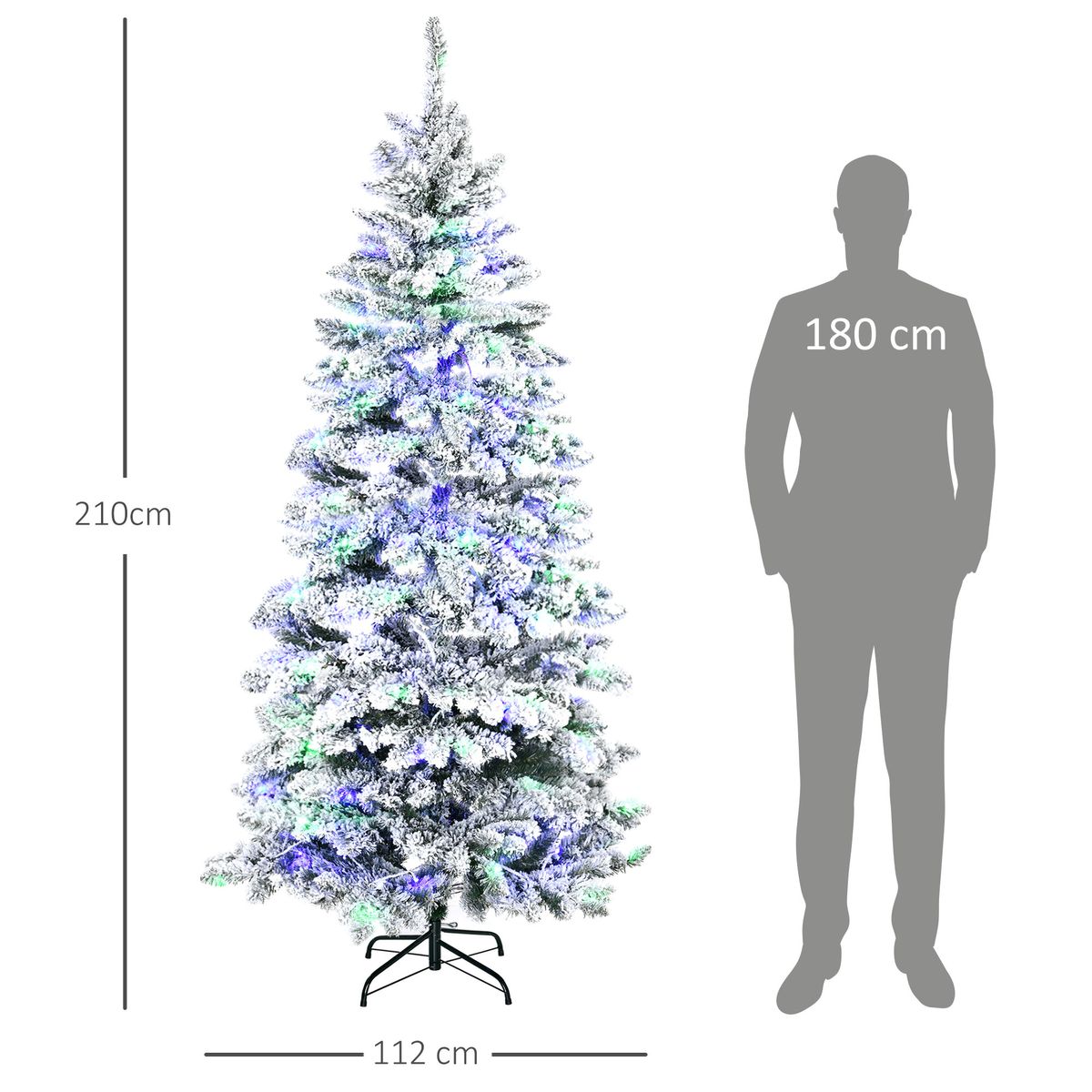 Árbol de Navidad Homcom 829 ramas 250 LEDs blanco Ø112x210 cm