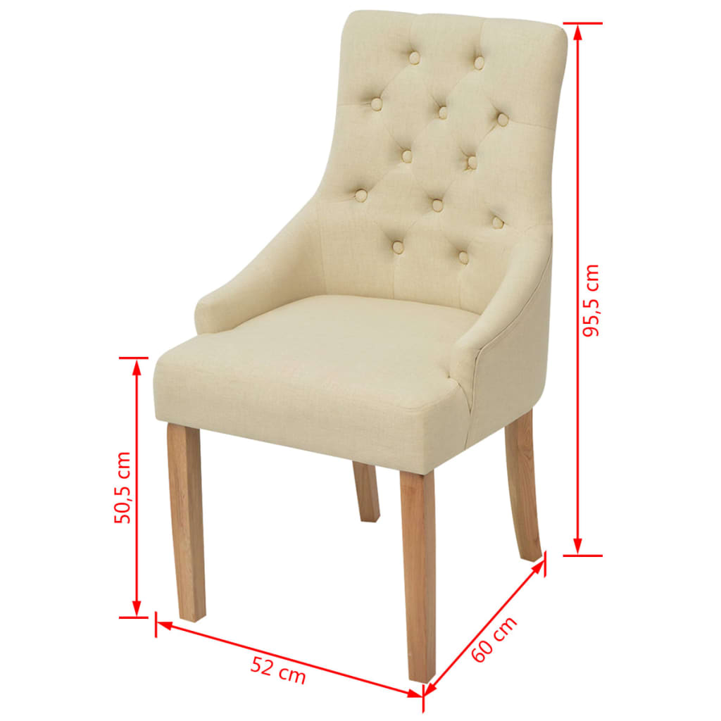 Pack de 2 sillas Cala respaldo alto crema 95,5x52x60 cm medidas