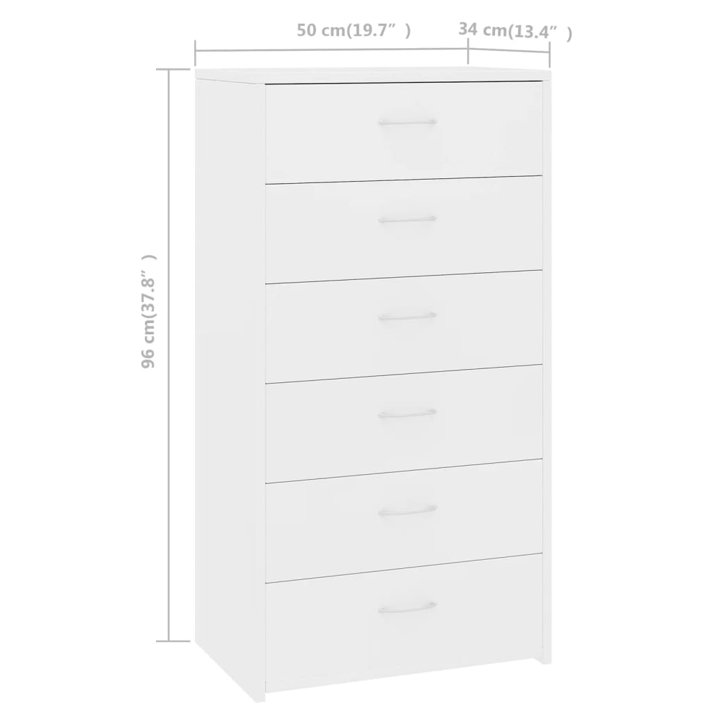 Aparador Iria 6 cajones blanco 96x50x34 cm