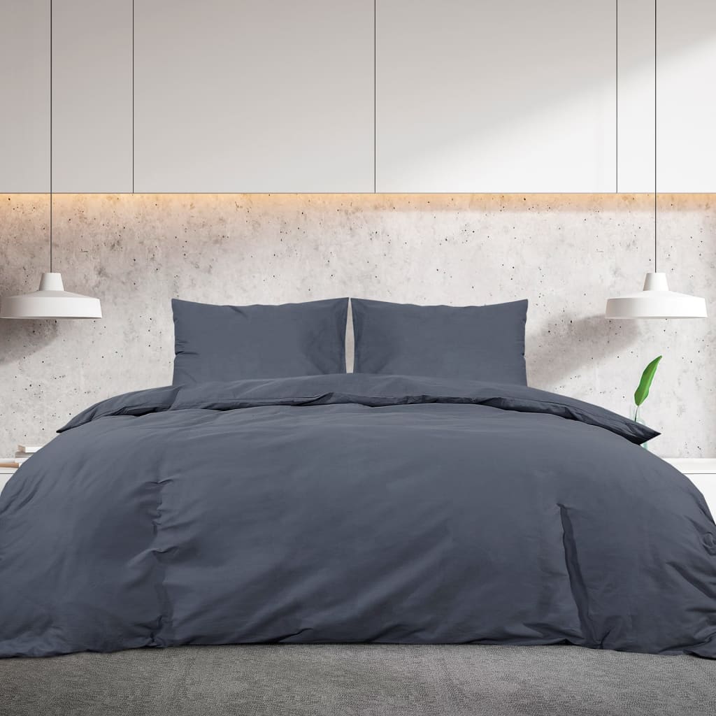 Juego de funda nórdica de edredón + almohada microfibra antracita 140x200 cm + 60x70 cm