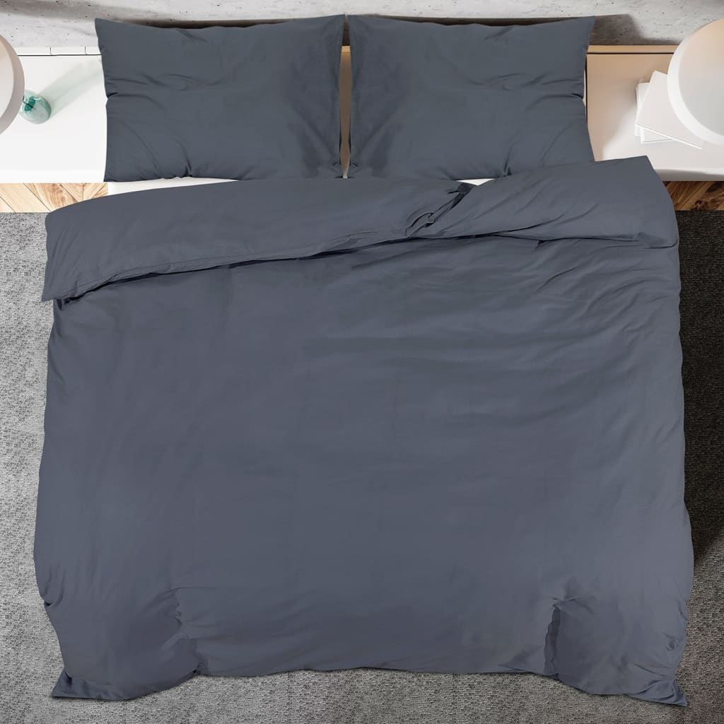 Juego de funda nórdica de edredón + almohada microfibra antracita 140x200 cm + 60x70 cm