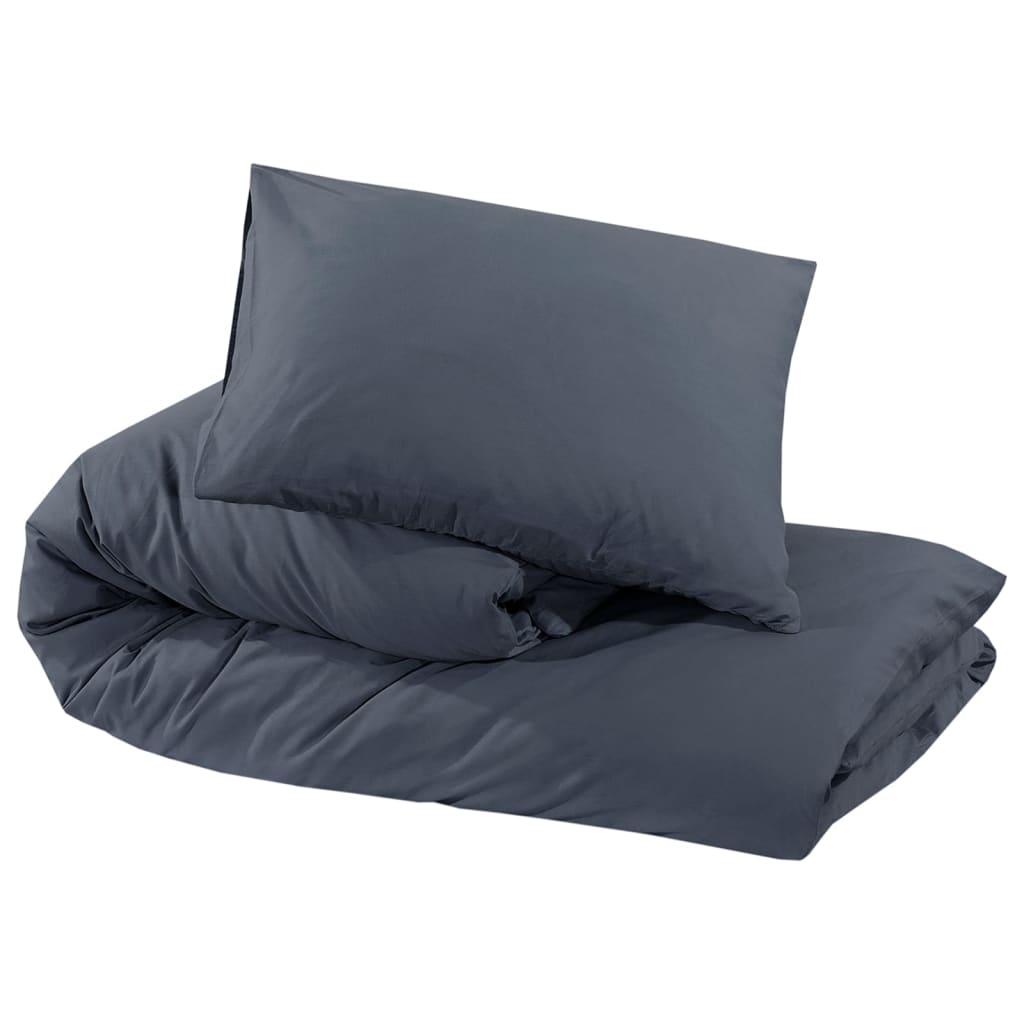 Juego de funda nórdica de edredón + almohada microfibra antracita 140x200 cm + 60x70 cm