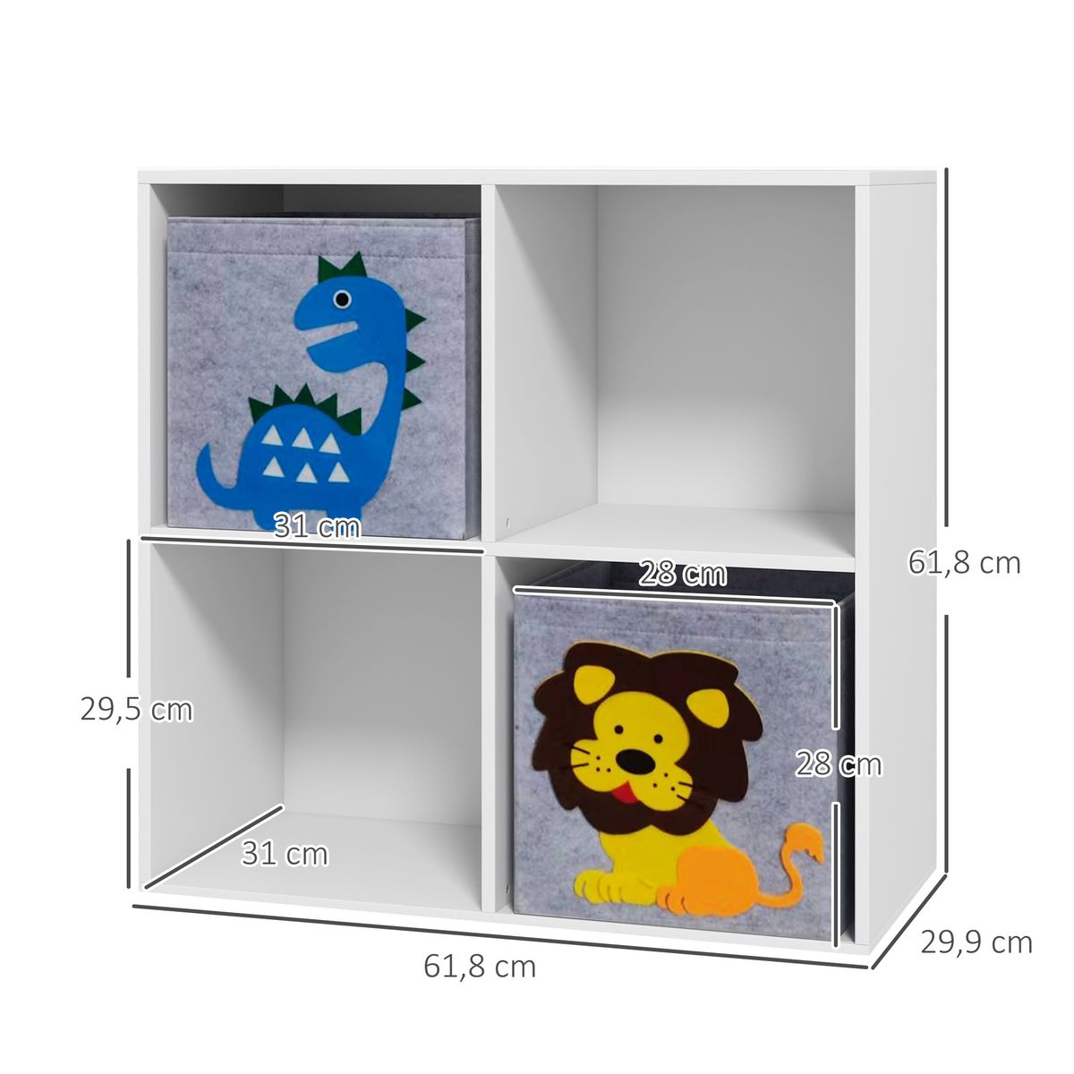 Estantería Napuka Homcom 4 módulos blanco 61,8x61,8x29,9 cm
