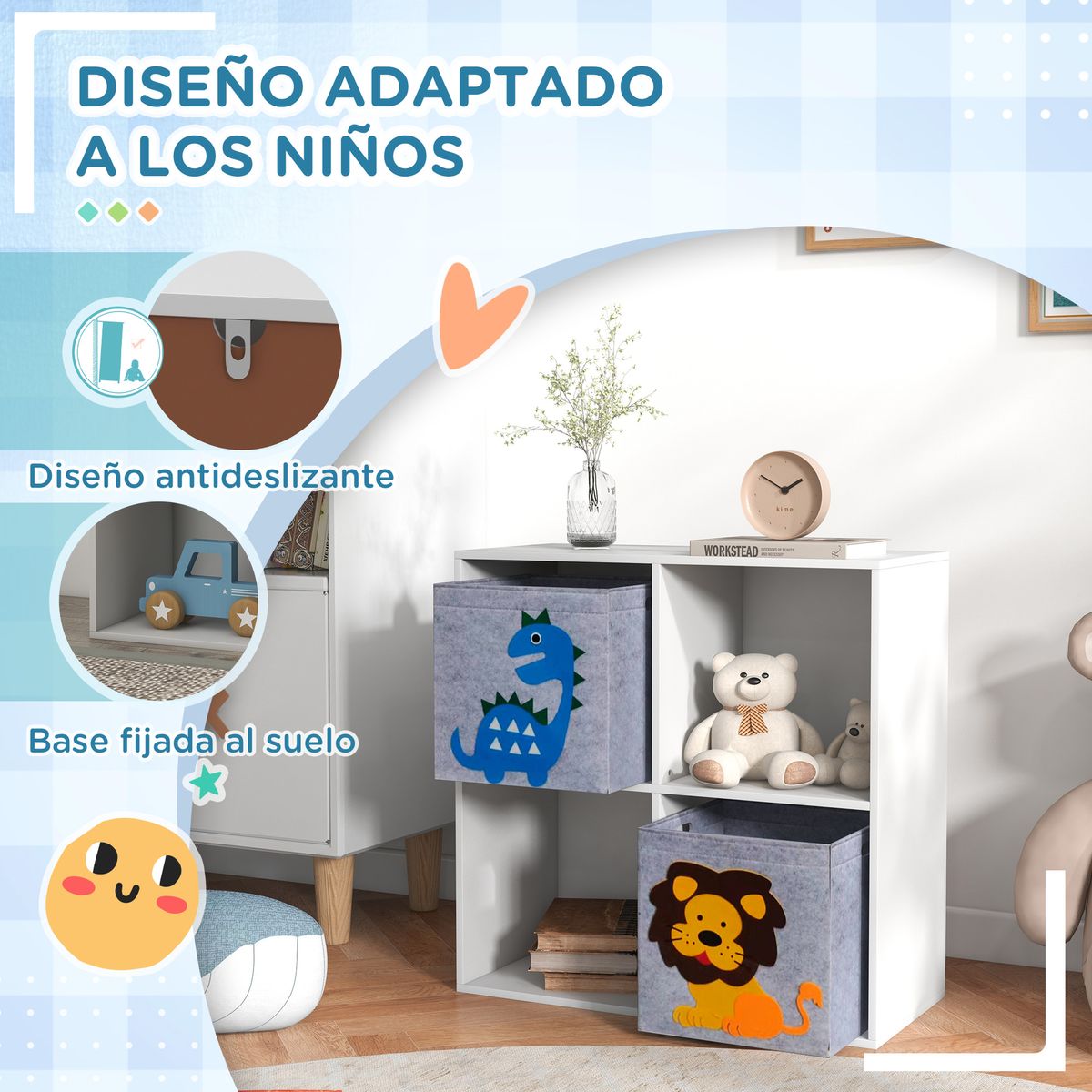 Estantería Napuka Homcom 4 módulos blanco 61,8x61,8x29,9 cm