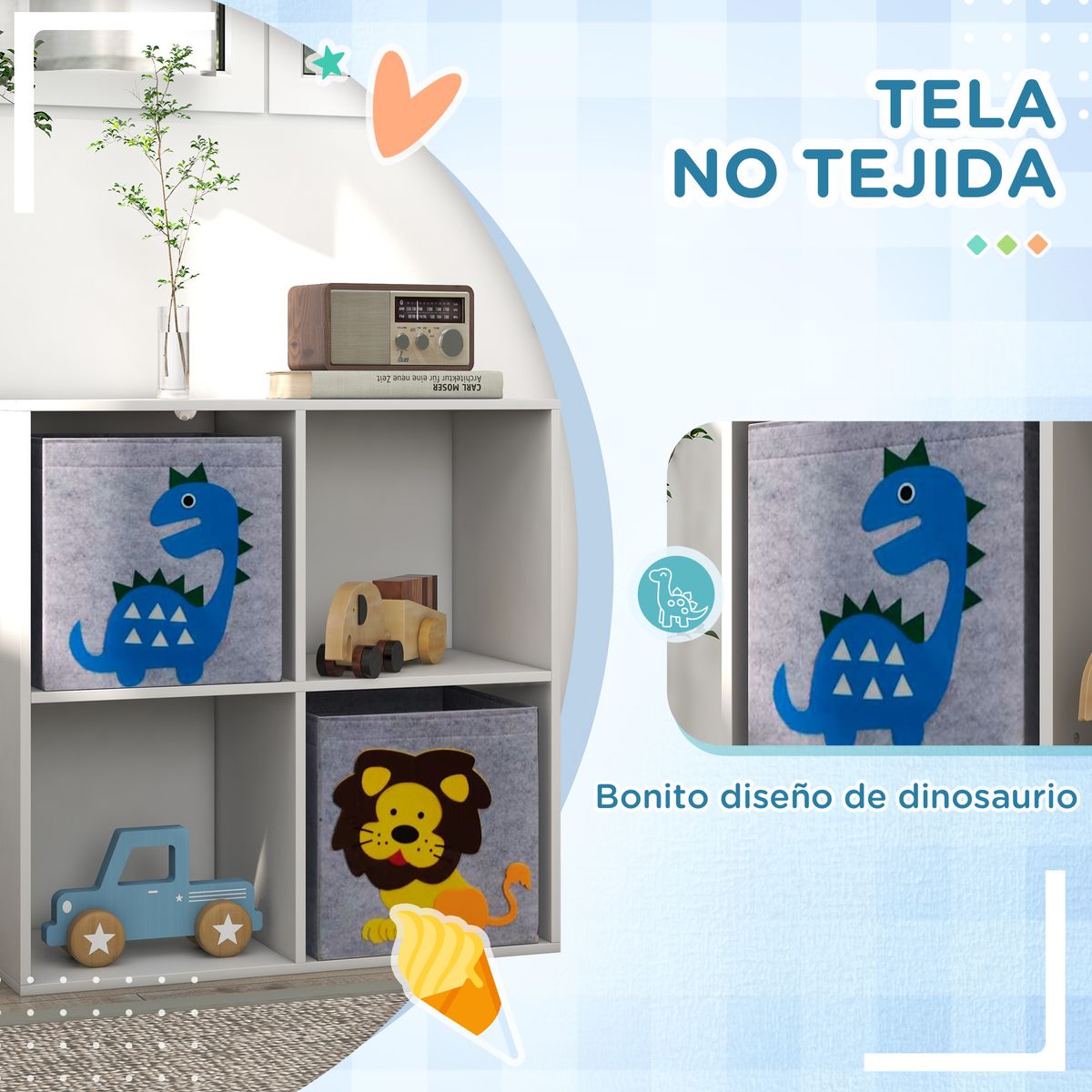 Estantería Napuka Homcom 4 módulos blanco 61,8x61,8x29,9 cm