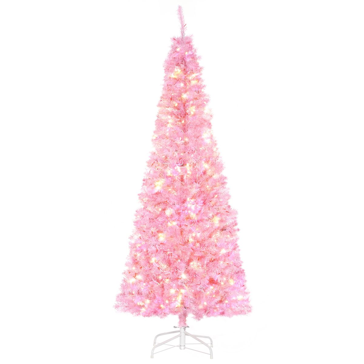 Árbol de Navidad Homcom 618 ramas 300 luces LEDs rosa Ø63x180 cm