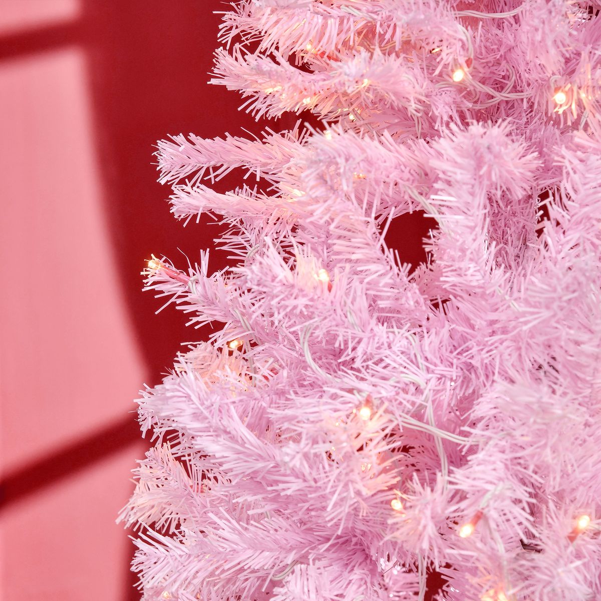 Árbol de Navidad Homcom 618 ramas 300 luces LEDs rosa Ø63x180 cm