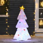 Árbol de Navidad inflable Homcom 9 LEDs 3 colores blanco 122x60x51 cm