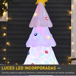 Árbol de Navidad inflable Homcom 9 LEDs 3 colores blanco 122x60x51 cm
