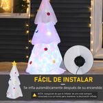 Árbol de Navidad inflable Homcom 9 LEDs 3 colores blanco 122x60x51 cm