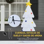 Árbol de Navidad inflable Homcom 9 LEDs 3 colores blanco 122x60x51 cm