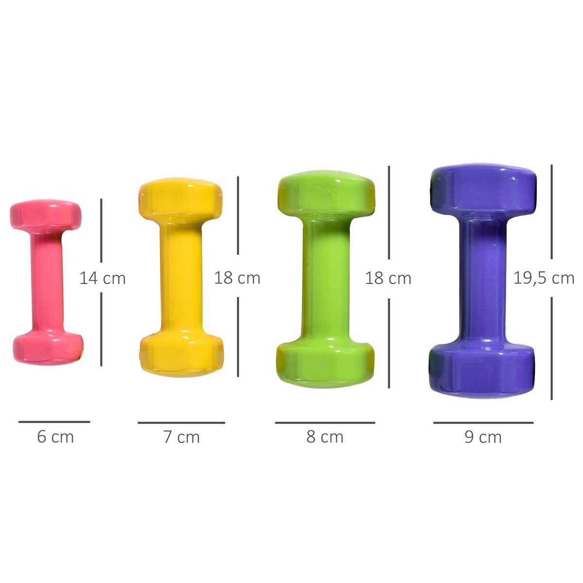 Set de 8 mancuernas PowerFit Homcom 1-4kg multicolor