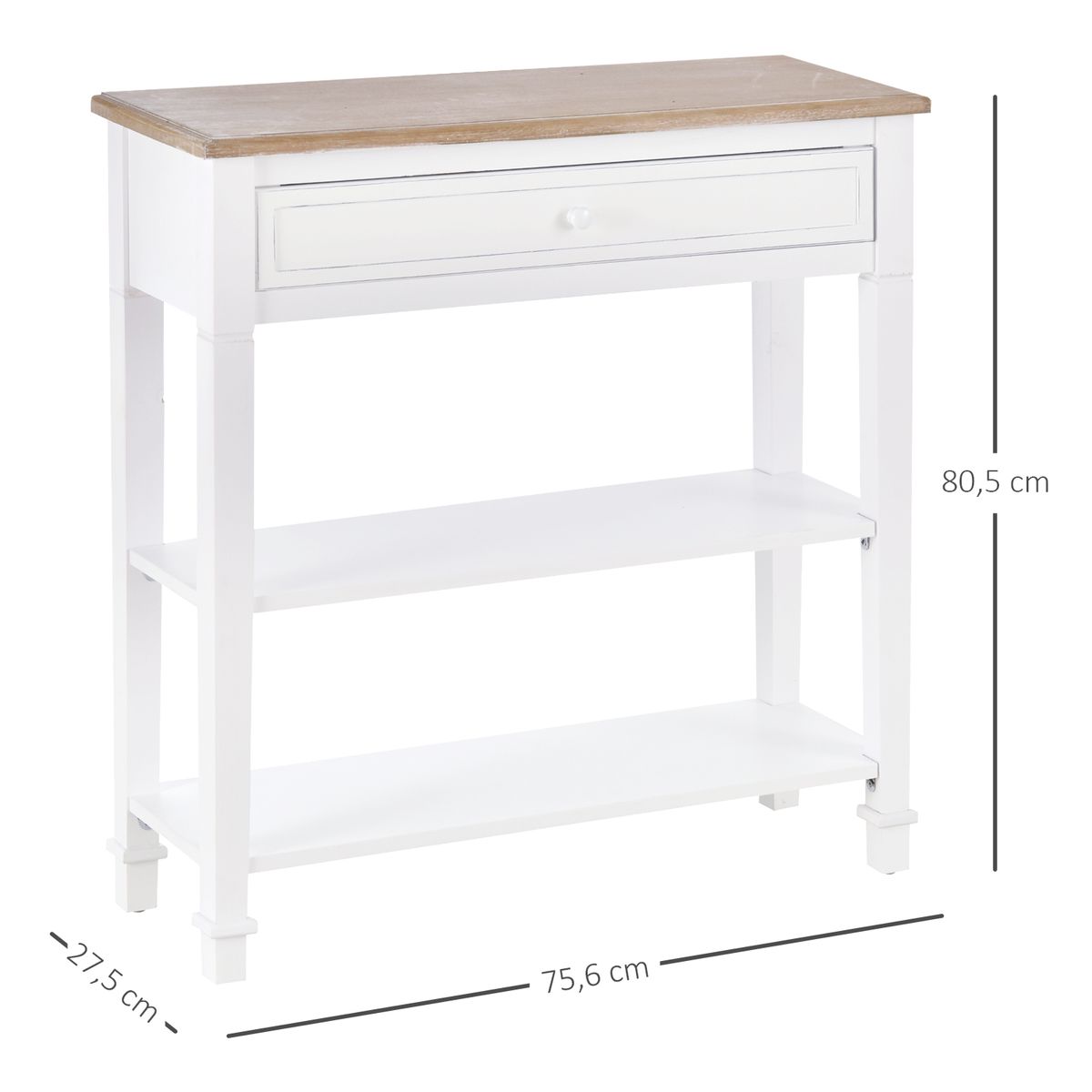 Recibidor Smile Homcom con cajón + 2 estantes blanco 80,5x75,6x27,5 cm medidas